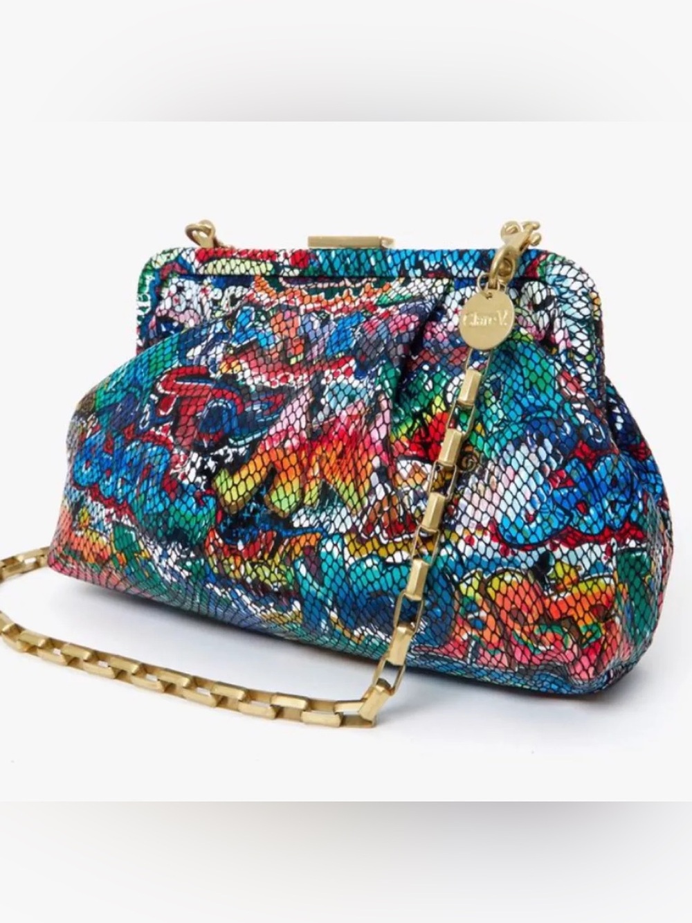 CLARE V Sissy Graffiti Python Leather Bag ā¢Multicolor/Blue ⢠NWT Limited Edition